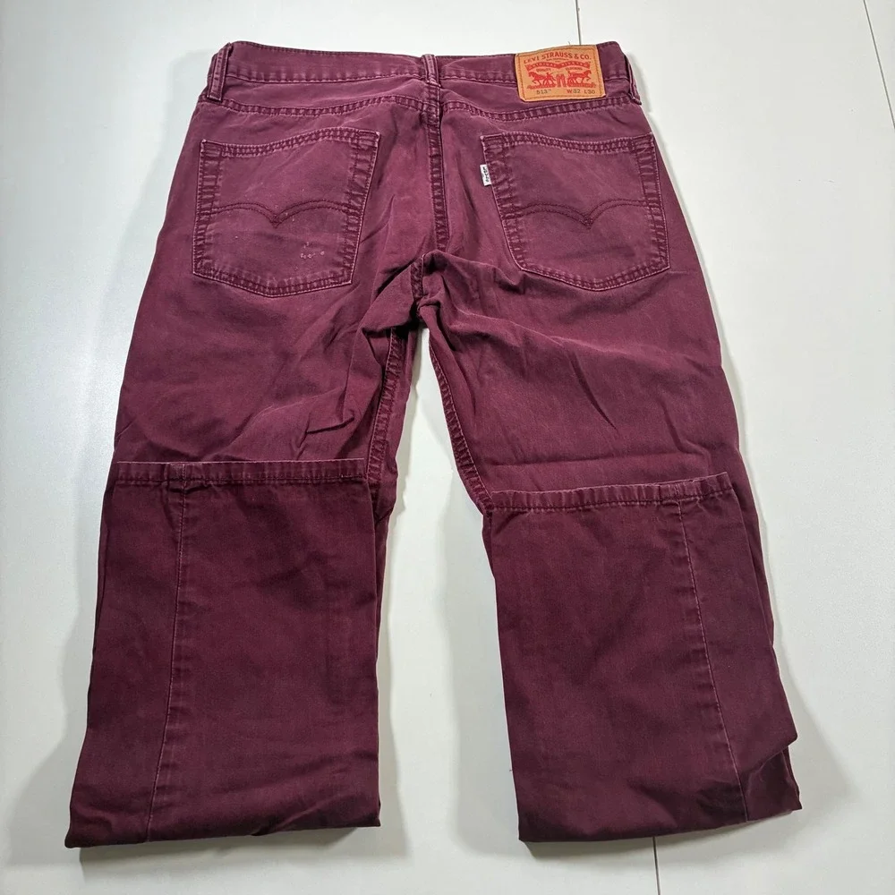 Levi's 513 Slim Straight Jeans 32x29 Burgundy Maroon USA Cowboy
